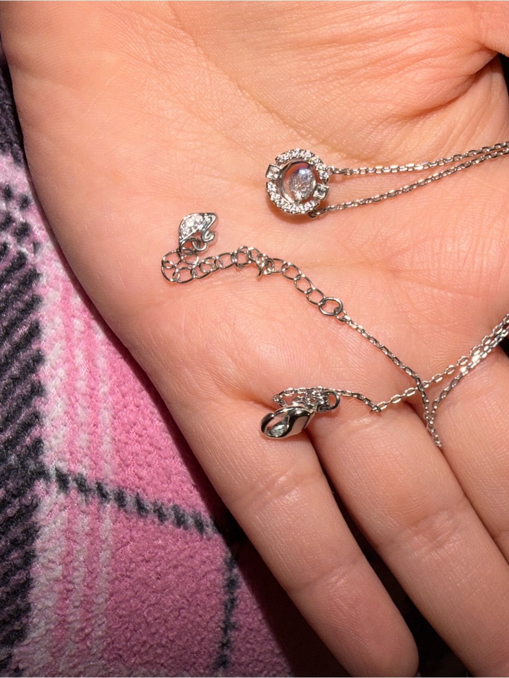 Swarovski Silver Crystal Halo Necklace with Clear Stone